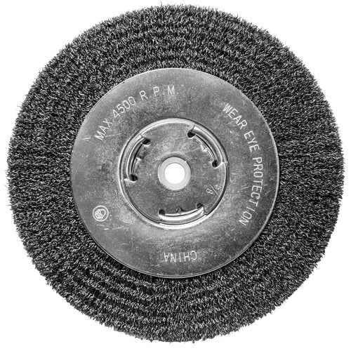 Century Drill And Tool Bench Grinder Wire Wheel Crimped Coarse 1/2″-5/8″ Arbor 8″ Rpm 4,500 Wide Face (1/2″-5/8″ X 8″)