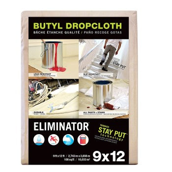 Trimaco 80321 Eliminator Butyl Dropcloth ~ 9 Ft x 12 Ft