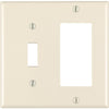 Leviton Decora 2-Gang Thermoset Single Toggle/Rocker Wall Plate, Light Almond