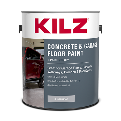 KILZ® 1-Part Epoxy Concrete & Garage Floor Paint 1 Gallon Silver Gray