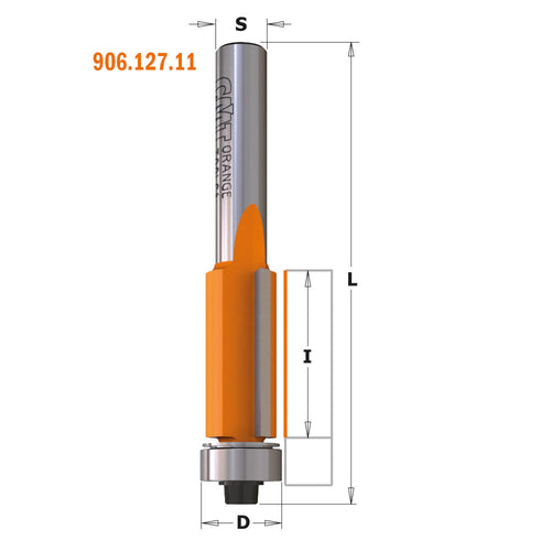 CMT 806.127.11 Flush Trim Bit 1/4-inch Shank 1-inch Cutting Length Carbide-Tipped