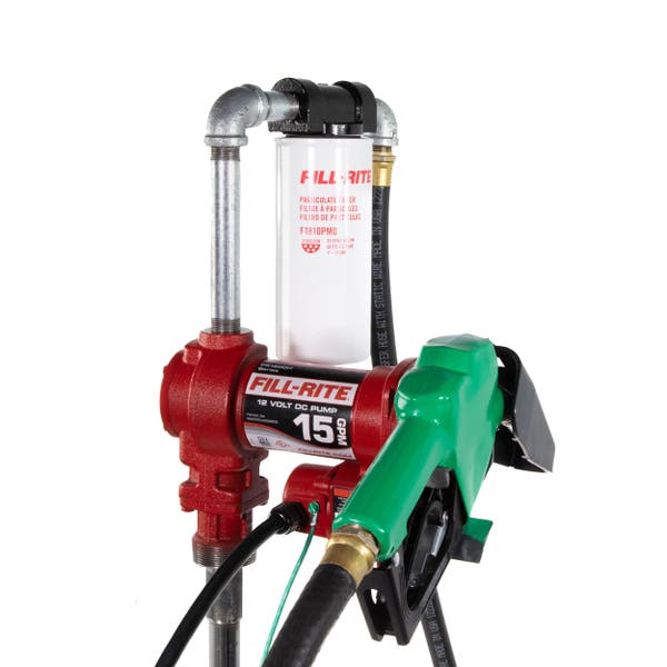 Fill Rite 12V DC 15 GPM Fuel Transfer Pump with Nozzle and Particulate ...