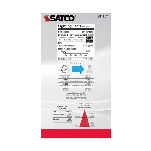 Satco Products S11857 10.5WLED/DIR/5-6/CCT-SEL/120V/