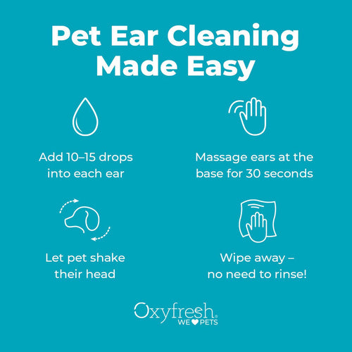 Oxyfresh Advanced Pet Ear Cleaner - Fastest Itch Relief & Squeaky Clean Ears