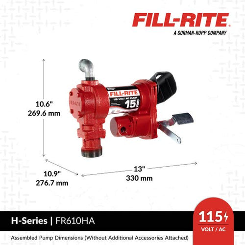 Fill-Rite 115V AC 15 GPM Fuel Transfer Pump with Nozzle FR610HA