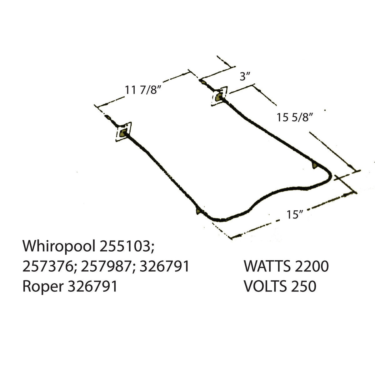 Range Kleen 7523 Bake Element Whirlpool, Roper (2200 W, 250 V ...