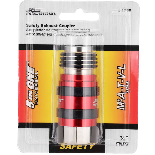 Milton 5 In ONE® Universal Coupler w/Safety Exhaust Quick-Connect 1/4 Female NPT