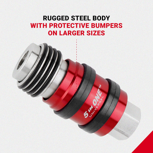 Milton 5 In ONE® Universal Coupler w/Safety Exhaust Quick-Connect 1/4 Female NPT