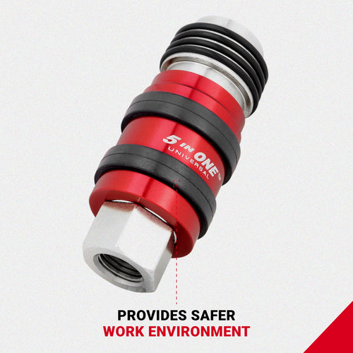Milton 5 In ONE® Universal Coupler w/Safety Exhaust Quick-Connect 1/4 Female NPT