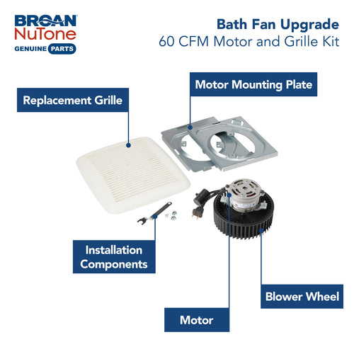 Broan-NuTone® QuicKit™ Bath Fan Replacement Motor and Cover/Grille, 60 CFM