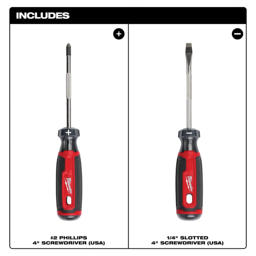 Milwaukee 2 PC. 4 Cushion Grip Screwdriver Set (USA)