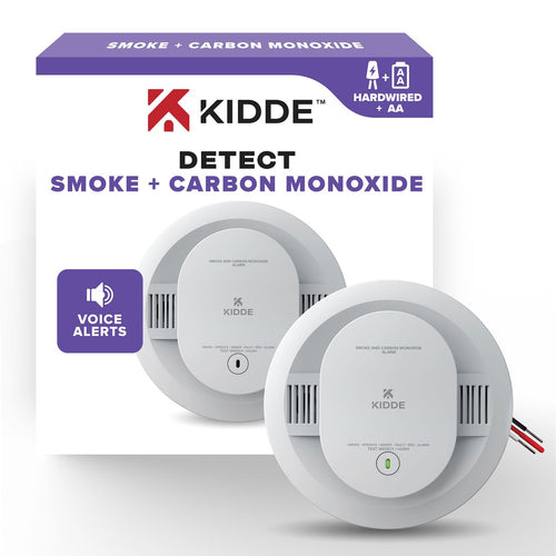 Kidde DETECT Combo Smoke + CO Alarm, Hardwired with AA Backup Battery and Voice Alerts