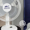 Proaira 16 Oscillating Table Fan with Adjustable Tilt, 3 Speed Control, White