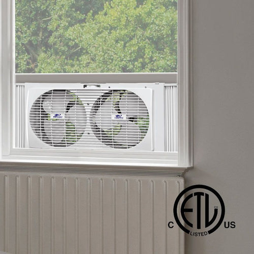 Proaira 9 Reversible Twin Window Fan, 2 Speed Control Extendable 22-1/4 to 33