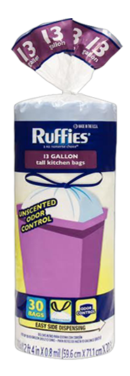 Ruffies Tall Kitchen Trash Bags 13 Gallon