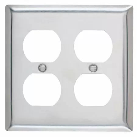 Pass & Seymour Smooth Metal Wall Plate, 2gang Duplex, 302/304 Stainless Steel