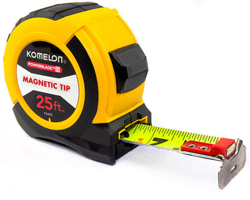 Komelon 73425; 25' x 1.06 Magnetic Powerblade II Tape Measure, Black/Yellow