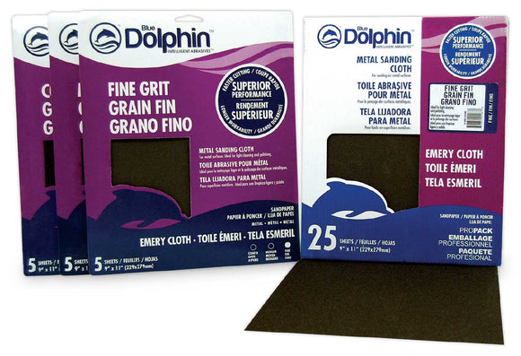 Linzer Blue Dolphin Emery Cloth 9 In. X 11 In. Medium 5 Pack