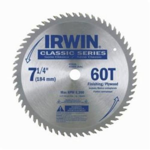 Irwin Classic Series Carbide Corded Circular Saw Blade, 7-1/4 In 60 Teeth  5/8 In Arbor