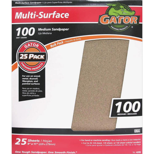 Gator Multi-Surface 9 In. x 11 In. 100 Grit Medium Sandpaper