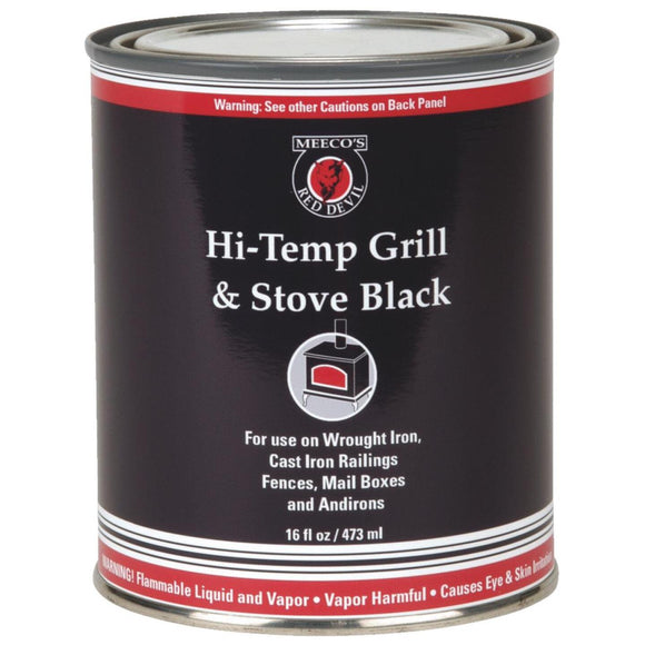 Meeco's Red Devil Satin High Heat Grill and Black Stove Enamel, Black, 1 Pt.