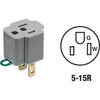 Leviton 15A 125V Gray Grounding Cube Tap Outlet Adapter (2-Pack)