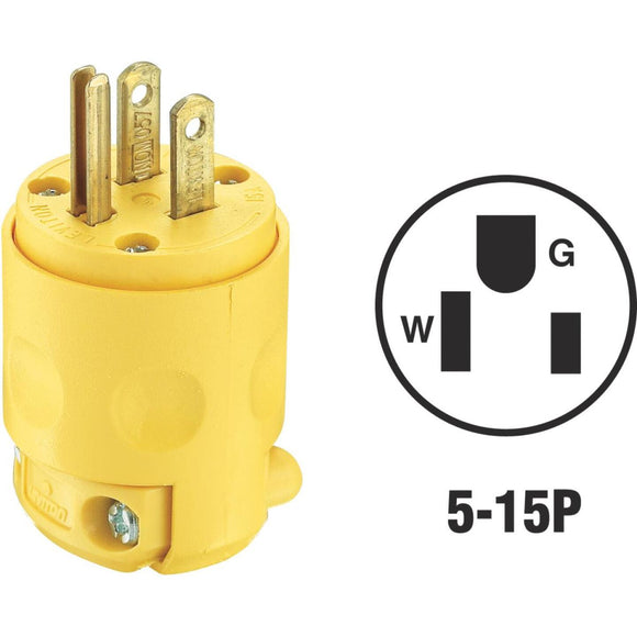 Leviton 15A 125V 3-Wire 2-Pole Residential Grade Cord Plug, Yellow