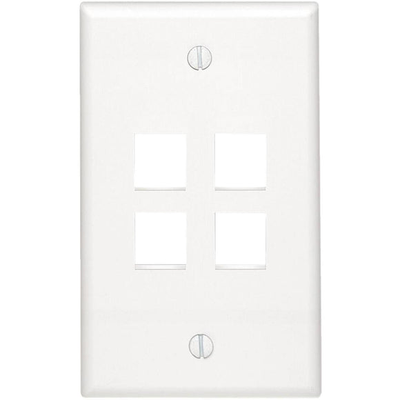 Leviton Quickport 4-Port White Flush Mount Wall Plate