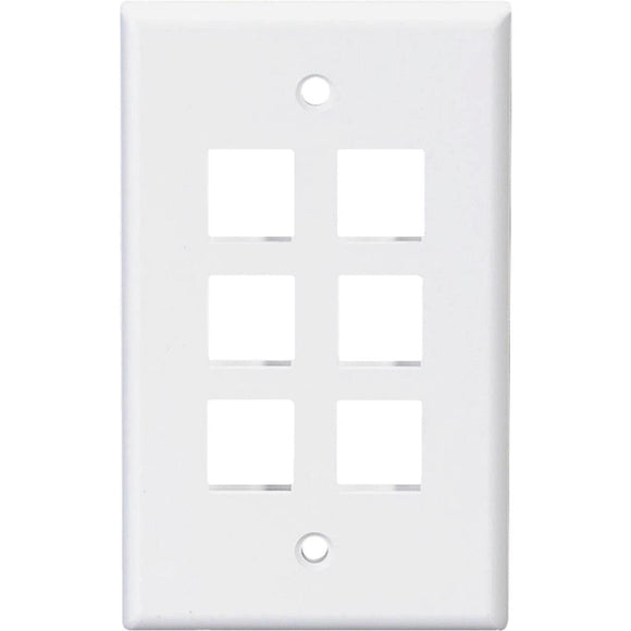 Leviton Quickport 6-Port White Flush Mount Wall Plate