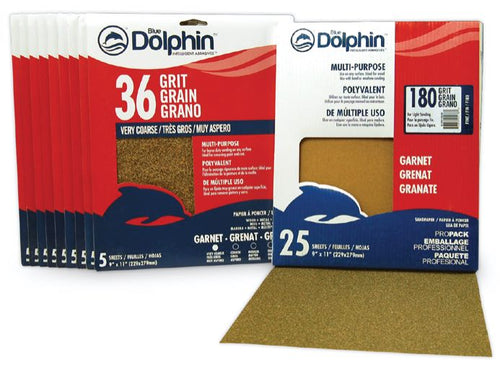 Blue Dolphin Natural Garnet 220 Grit 5 Pack 9 x 11