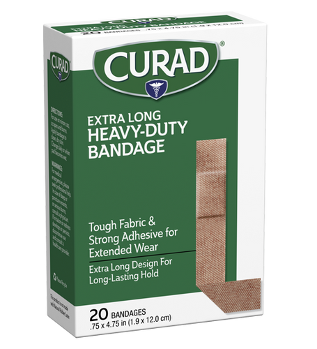 Curad Heavy Duty Extra Long Bandages, .75″ x 4.75″, 20 count