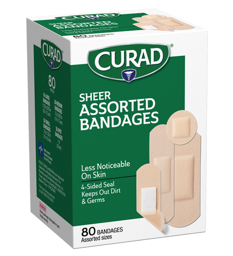 Curad Sheer Bandages, Assorted Sizes, 80 count