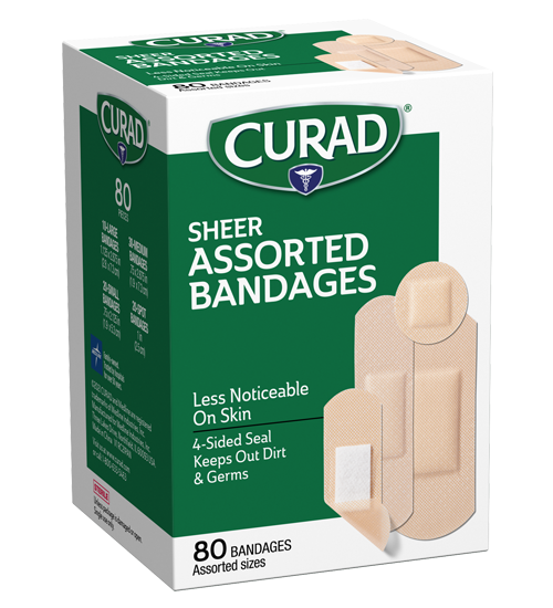 Curad Sheer Bandages, Assorted Sizes, 80 count