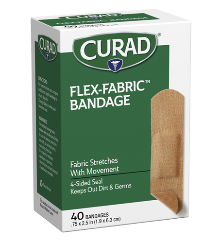 Curad Flex-Fabric Strip Bandages, .75″ x 2.5″, 40 count