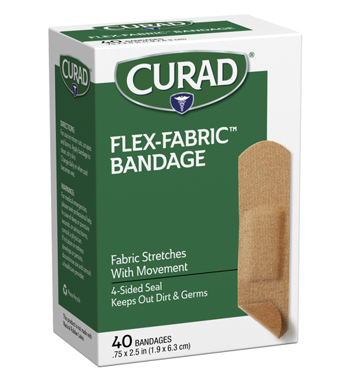 Curad Flex-Fabric Strip Bandages, .75″ x 2.5″, 40 count