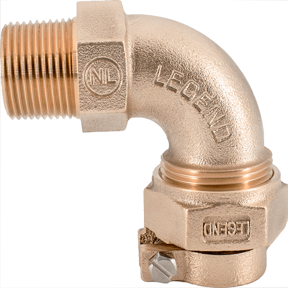 Legend Valve & Fitting 313-330NL T-4410 No Lead Copper Tube Size Pack Joint X MIP Water Service Elbow, 1-in. X 3/4-in.