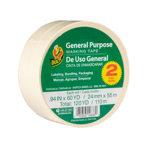 Duck® Brand General Purpose Masking Tape - Beige, 2 pk, .94 in. x 60 yd.